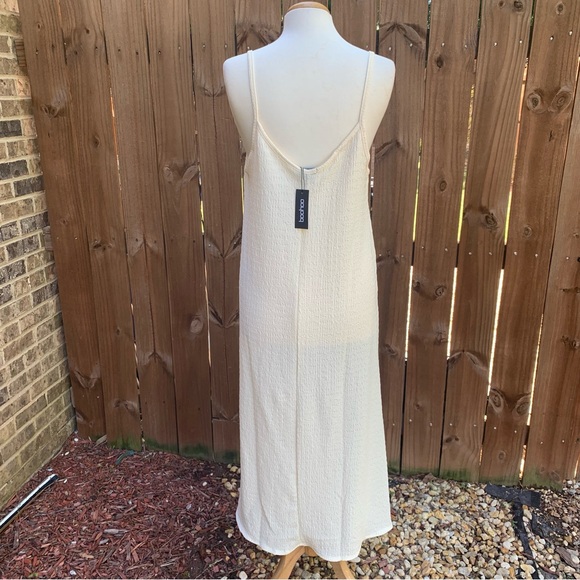 Boohoo Womens Trapeze Textured Midaxi Smock Dress | US 10 , UK 14 | Stone NEW!! - Picture 4 of 15